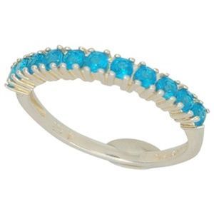 Genuine Neon Apatite Sterling Silver Band Ring 1cttw Size 8.5